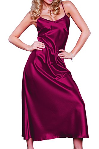 DKaren-Nachtwäsche Damen Negligee aus Satin H43 (XS-XXL) (XXL, Bordeaux) von DKaren