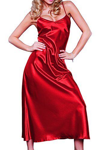 DKaren-Nachtwäsche Damen Negligee aus Satin H43 (XS-XXL) (XXL, ROT) von DKaren