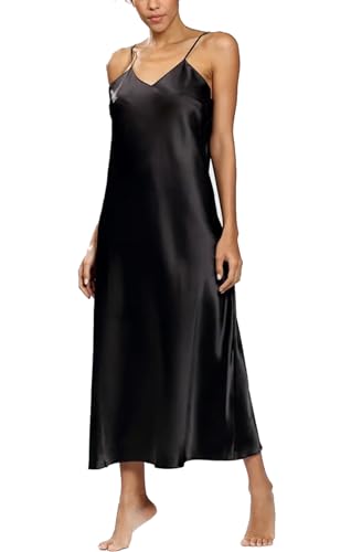 DKaren-Nachtwäsche Damen Negligee aus Satin H43 (XS-XXL) (XXL, SCHWARZ) von DKaren