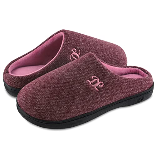 DL Hausschuhe Damen aus Rückstellschaum Winter Wärme Pantoffeln für Frauen Kuschelige Plüsch Slippers Flanell Gefütterte Geschlossen Zehen Rutschfest Puschen Schlappen,Fuchsie Violett,38/39 EU von DL