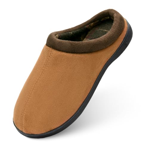 DL Herren Pantoffeln Winter Bequeme Schlappen Weich Gefütterte Hausschuh Warme Herren Winterschuhe Komfort Tuch Plüsch Schuhe Draussen Drinnen, Kaffee 44/45 von DL