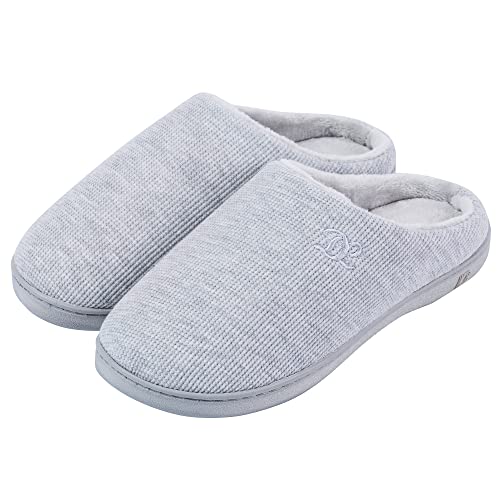 DL Hausschuhe Damen aus Rückstellschaum Winter Wärme Pantoffeln für Frauen Kuschelige Plüsch Slippers Flanell Gefütterte Geschlossen Zehen Rutschfest Puschen Schlappen,Grau,38/39 EU von DL