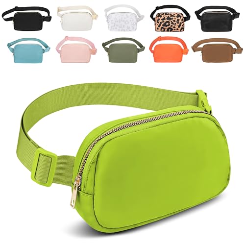 DLEPGM Bauchtaschen für Damen und Herren, wasserdichte Hüfttasche mit verstellbarem Riemen für Workout, Reisen, Wandern, Laufen, Grasgrün, 1 x Bauchtasche von DLEPGM