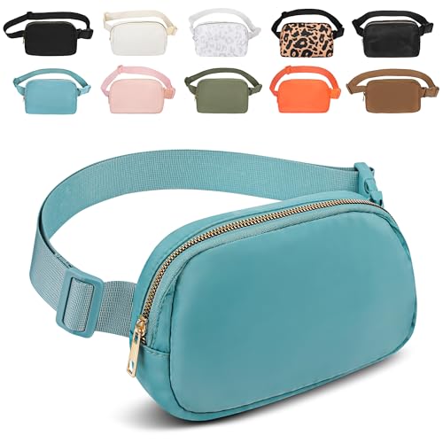 DLEPGM Bauchtaschen für Damen und Herren, wasserdichte Hüfttasche mit verstellbarem Riemen für Workout, Reisen, Wandern, Laufen, Hell, blau, 1 x Bauchtasche von DLEPGM