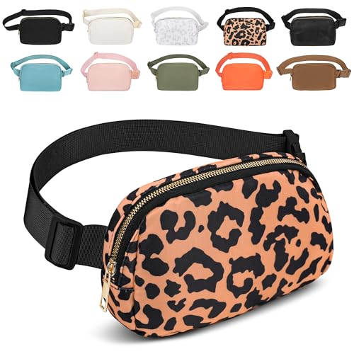 DLEPGM Bauchtaschen für Damen und Herren, wasserdichte Hüfttasche mit verstellbarem Riemen für Workout, Reisen, Wandern, Laufen, Leopardengelb, 1 x Bauchtasche von DLEPGM