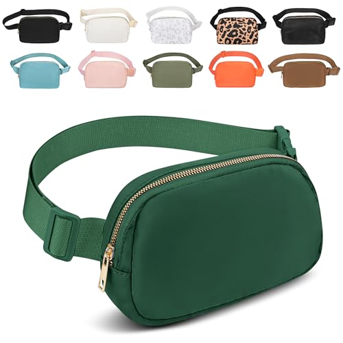 DLEPGM Bauchtaschen für Damen und Herren, wasserdichte Hüfttasche mit verstellbarem Riemen für Workout, Reisen, Wandern, Laufen, dunkelgrün, 1 x Bauchtasche von DLEPGM