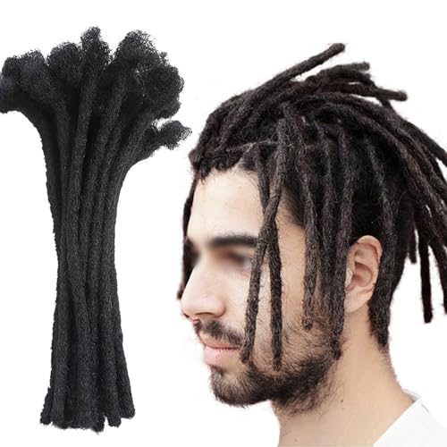 30 Stränge Loc-Extensions aus Echthaar, Schwarz, 0,4/0,6 cm Breite, Dreads-Extensions aus Echthaar für Männer/Frauen, können gefärbt werden(0.6cm,14inch) von DLKJCX