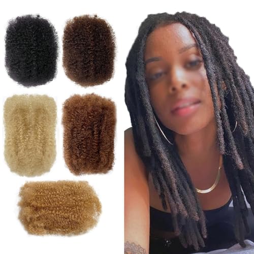 Afro Kinky Curly Echthaar-Masse, 2er-Pack 8-Zoll-Perücken, 50 Gramm pro Bündel, weich und leicht für Sister Locs/Mini Twists/Braids/Frauen/Männer(8inch-30#-50g) von DLKJCX