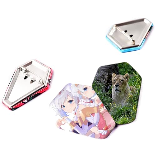 Badge Maker Machine Kit 50 x 40 mm, sargförmige DIY-Foto-Kühlschrank-Aufkleber-Presse mit Papierschneider für DIY-Bild-Badge-Bastelarbeiten, Geschenk-Button(100pcs Materials) von DLKJCX