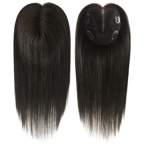 Clip-in-Haarteil aus Echthaar, 30 cm lange, glatte Haarteile aus Echthaar mit 4 rutschfesten Clips für Frauen mit dünner werdendem Haar(#1B 12inch) von DLKJCX