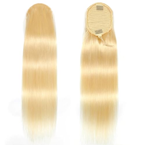 Gerade Pferdeschwanz-Extensions, Pferdeschwanz-Extensions mit Kordelzug, Echthaar-Wickel-Extensions für Frauen, natürliche Farbe(#613,12in(30cm)) von DLKJCX