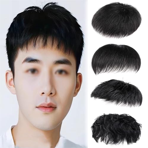 Herren-Toupet aus Echthaar, Mono-Oberteil mit Poly-Beschichtung um die Kappe, Clip-in-Haarteile zum Abdecken von weißem Haarausfall(Airplane,16 * 18cm) von DLKJCX