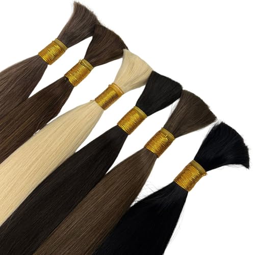 Menschliches Haar in großen Mengen zum Flechten, 100 g glatte Haarverlängerungen, unsichtbare Fusion-Verlängerungen, echtes menschliches Haar für Frauen, Boho-Zöpfe(#14,16INCH/40cm) von DLKJCX
