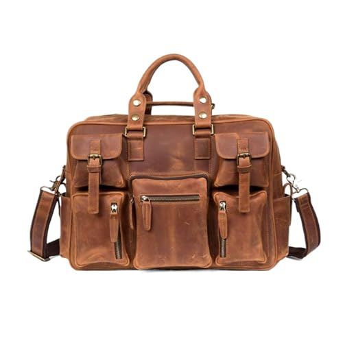 DLLIGTT Herrenhandtaschen Tragetaschen Aktentaschen Messenger-Schultertaschen Echtes Leder Gepäck Laptoptaschen von DLLIGTT