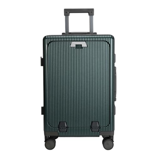 DLLSZS Koffer Vorne Öffnender Aluminiumrahmen-Koffer, Damen-Trolley, Herren-Kabinen-Passwort-Box, Geschäftsreise-Koffer Suitcase (Color : Green, Size : B) von DLLSZS