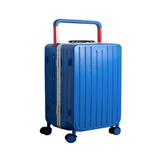 Koffer Koffer, Breiter Trolley, Aluminiumrahmen, 24-Zoll-Koffer for Damen, Robuster Und Langlebiger Trolley-Koffer for Herren Suitcase (Color : Blue, Size : 24) von DLLSZS