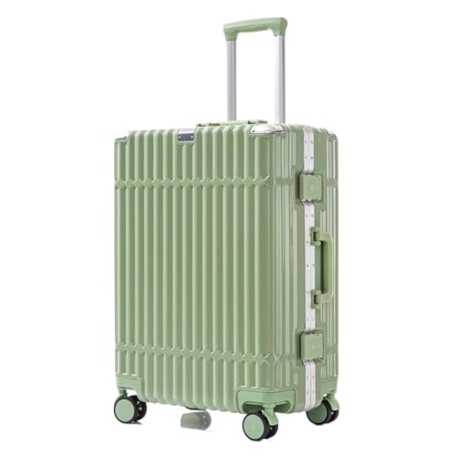 Koffer Neuer multifunktionaler Koffer mit Aluminiumrahmen, Trolley-Koffer for Herren und Damen, Passwortbox, Boarding-Koffer Suitcase (Color : Green, Size : 24) von DLLSZS