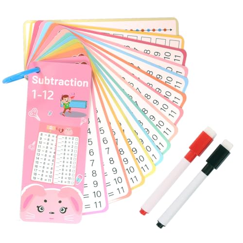 DLPRK 15 Blätter Subtraktions-Mathematikkarten Spiel Lernkarten Einschulung Geschenk Spiele ab 5 Jahren zum Rechnen Lernen von DLPRK