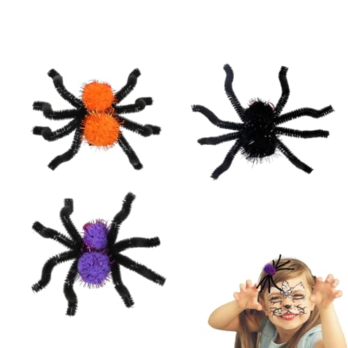 DLPRK 3 Stück Halloween Bowknot Haar Clips, Glitter Haar Bogen Clips, Spinne Haarspange, Haarnadel Haar Clips für Kinder, Halloween Partei Haar Zubehör von DLPRK