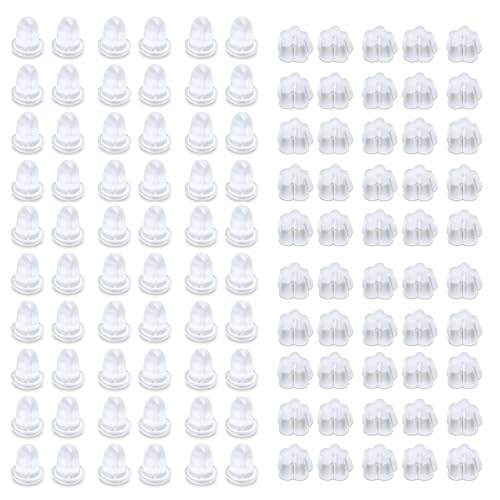 DLPRK 300 Stück Ohrring Stopper Ohrringverschlüsse Silikon Ohrring Stecker Verschluss für Damen zum Basteln (Transparent) von DLPRK