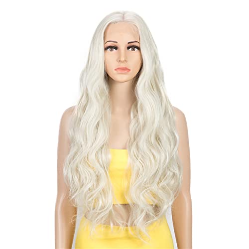 13X6 Synthetic Lace Front Wigs Preplucked Lace Wig Blonde Ombre Long Wavy Cosplay Wigs for Black Women,D,22 inch von DLSEAN