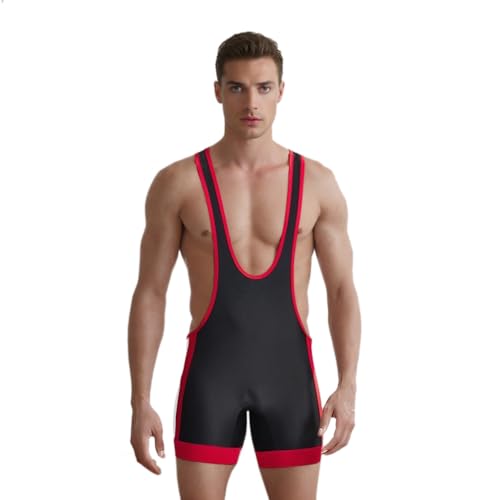 DLSMDOUS Herren Wrestling Unterhemden Ärmellose Sportunterstützer Wrestling Uniform Sport Bodysuit Jumpsuits Zum Spaß 4308 Schwarz M von DLSMDOUS