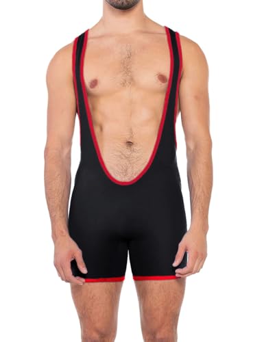 DLSMDOUS Herren Wrestling Unterhemden Ärmellose Sportunterstützer Wrestling Uniform Sport Bodysuit Jumpsuits Zum Spaß 4325 Schwarz XL von DLSMDOUS