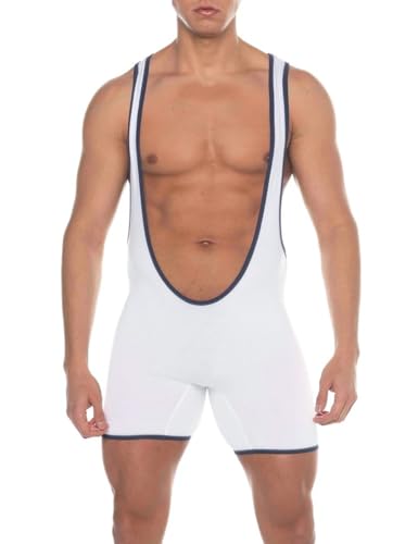 DLSMDOUS Herren Wrestling Unterhemden Ärmellose Sportunterstützer Wrestling Uniform Sport Bodysuit Jumpsuits Zum Spaß 4325 Weiß XL von DLSMDOUS