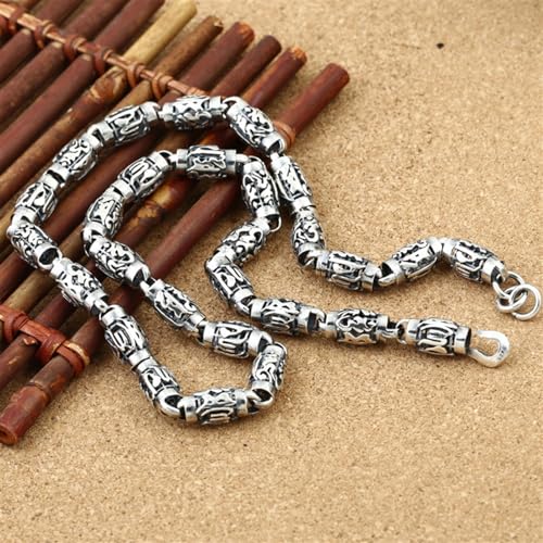 DLUCCA Herren halskette Herrenhalsketten S925 Sterling Silber 8mm Halskette Vintage Thai Silber Sechs Charakter True Tale Spleißen dicker Ketten (Size : 50CM) von DLUCCA