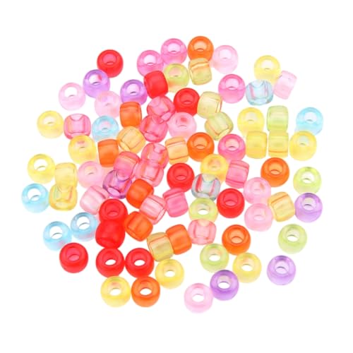 200 Stück Acryl-Haarperlen für Kinder und Mädchen, Zöpfe, leuchten im Dunkeln, mit rundem, buntem Design für Mädchen, Haardekoration von DLUKENY
