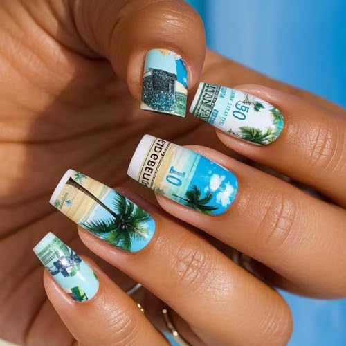 24 Stück Sarg zum Aufdrücken auf Kokosnüssen Baum Französisch Fake Acryl Falsche künstliche Kleber auf Damen von DLUKENY