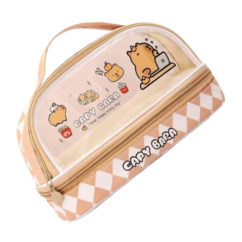 Capibala-Federmäppchen mit Cartoon-Motiv, großes Fassungsvermögen, Federmäppchen, transparente Tasche, Schreibtisch-Organizer für Studenten, transparente Tasche, Stift, Cartoon-Capibala-Tasche für von DLUKENY
