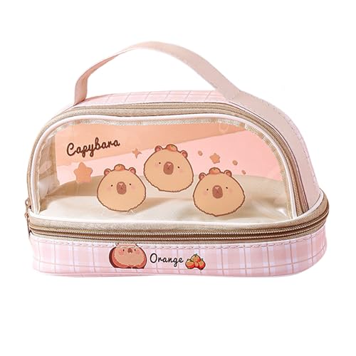 Capibala-Federmäppchen mit Cartoon-Motiv, großes Fassungsvermögen, Federmäppchen, transparente Tasche, Schreibtisch-Organizer für Studenten, transparente Tasche, Stift, Cartoon-Capibala-Tasche für von DLUKENY