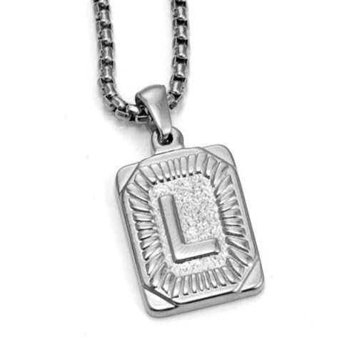 DLUKENY Einzigartige quadratische Karten-Halskette mit Buchstaben-Halskette, Punk-Schmuck, Edelstahlkette, geeignet für den Alltag und Partys, Titanstahl DLUKENY Einzigartige quadratische Karten-Halskette mit Buchstaben-Halskette, Punk-Schmuck, Edelstahlkette, geeignet für den Alltag und Partys, Titanstahl von DLUKENY