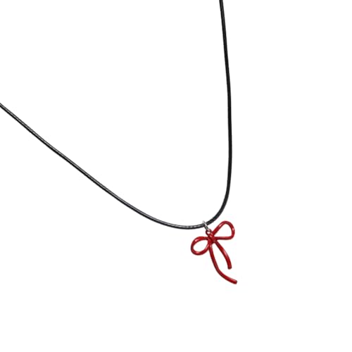 DLUKENY Fashion Forward Bowknot Anhänger Halskette Lebendige Bowknot Halskette Elegant Stapelbar Halskette Zubehör für Frauen, PU + Legierung von DLUKENY