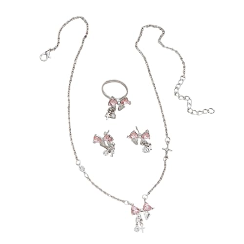 DLUKENY Funkelndes Schmuck-Set mit Strasssteinen und Schleife und Zirkonia-Sternakzent für Damen, verleiht jedem Outfit Eleganz, Metall DLUKENY Funkelndes Schmuck-Set mit Strasssteinen und Schleife und Zirkonia-Sternakzent für Damen, verleiht jedem Outfit Eleganz, Metall von DLUKENY