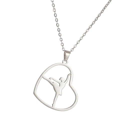 DLUKENY Halskette mit Anhänger, Ballett, Herz, Tanzschmuck, Edelstahl, Textur, Geschenk für stilvolle Frauen, Titanstahl von DLUKENY