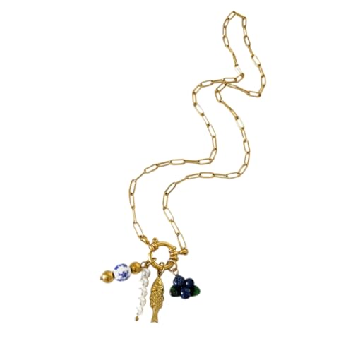 DLUKENY Halskette mit Trauben-/Blaubeer-Anhänger, Obst-Halskette, Edelstahl-Textur, modischer und trendiger Schmuck, geeignet für Damen, Edelstahl DLUKENY Halskette mit Trauben-/Blaubeer-Anhänger, Obst-Halskette, Edelstahl-Textur, modischer und trendiger Schmuck, geeignet für Damen, Edelstahl von DLUKENY