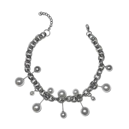 DLUKENY Imitation Perlen Anhänger und Kette Halskette Einstellbare Länge Halskette Handgemachte Choker für Geschäftstreffen oder Partys DLUKENY Imitation Perlen Anhänger und Kette Halskette Einstellbare Länge Halskette Handgemachte Choker für Geschäftstreffen oder Partys von DLUKENY