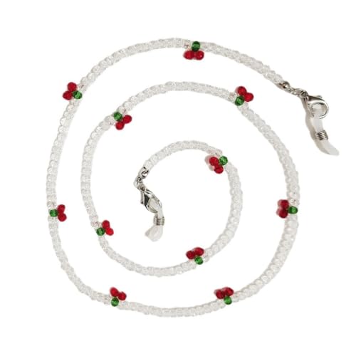 DLUKENY Kirschen verzierte Brillenkette, multifunktionale Brillenkette, Verzierung mit Retro-Metall und Kirschen, Kunststoff / Harz von DLUKENY