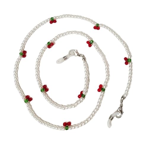 DLUKENY Kirschen verzierte Brillenkette, multifunktionale Brillenkette, Verzierung mit Retro-Metall und Kirschen, Kunststoff / Harz von DLUKENY