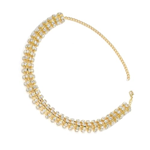 DLUKENY Legierung Halskette mit funkelnden Strasssteinen, unverwechselbare geometrische Halskette, Abend-Party-Accessoire für moderne Stile, Metall von DLUKENY
