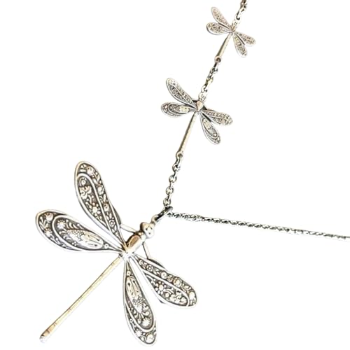 DLUKENY Moderne Libellen-Anhänger-Halskette, kleine Libellen-Halskette, modischer Halsschmuck, Legierung, Textur, geeignet für Damen von DLUKENY