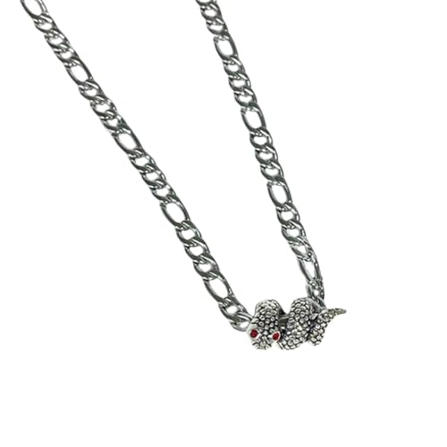 DLUKENY Moderne Schlangen-Halskette, einzigartiger Schlangenschmuck, Party-Halskette, Legierung, Textur für Frauen, die einzigartige Accessoires suchen, Red eye, Metall von DLUKENY