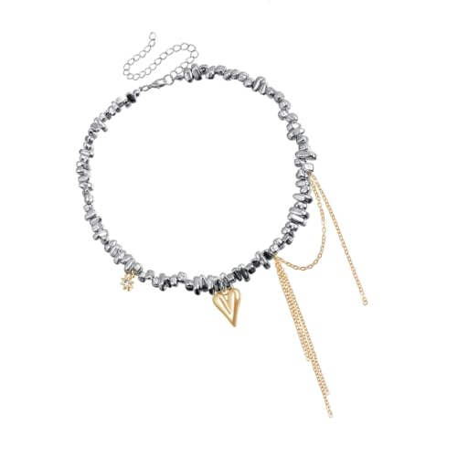 DLUKENY Modische Herz-Quasten-Halskette mit Fransen-Anhänger und unregelmäßigen Perlen für Frauen, die einzigartigen Schmuck lieben von DLUKENY