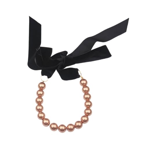 DLUKENY Modische Samt-Schleifen-Halskette mit Kunstperlen, verstellbare Länge, vielseitige Halsbekleidung für Damen, Kunstperlen von DLUKENY