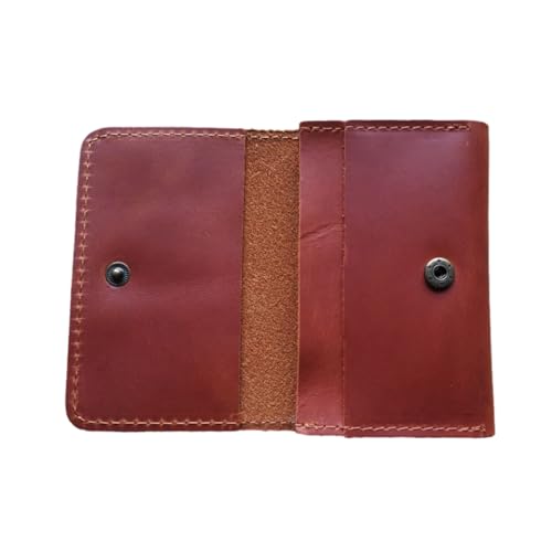 DLUKENY Modischer, schlanker und tragbarer Kartenhalter im Retro-Design mit Schlitzen für Geldbeutel, rotbraun von DLUKENY
