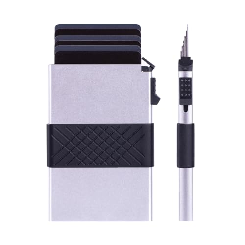 DLUKENY Multislot Wallet Blocking Pocket Card Holder Card Holder, Silber mit Bandage von DLUKENY
