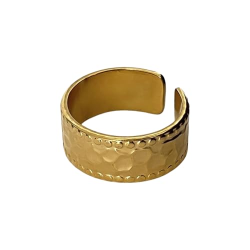 DLUKENY Offene Ringe mit Faltenmuster und hohlem Charme und weißem Tropföl, ideal für moderne Frauen, die einzigartige Accessoires suchen, Edelstahl von DLUKENY