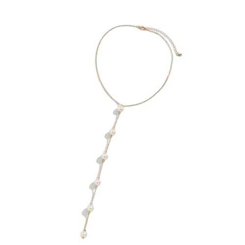 DLUKENY Stilvolle Halskette mit Anhänger aus Kunstperlen und Quasten für trendige Frauen, Lariat-Kette, Schmuck für besondere Anlässe, Kunstperlen DLUKENY Stilvolle Halskette mit Anhänger aus Kunstperlen und Quasten für trendige Frauen, Lariat-Kette, Schmuck für besondere Anlässe, Kunstperlen von DLUKENY